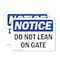 Signmission Do Not Lean On Gate, 10 in W x Rectangle, Plastic OS-2PACK-NS-P-710-L-11290 - alternate 1